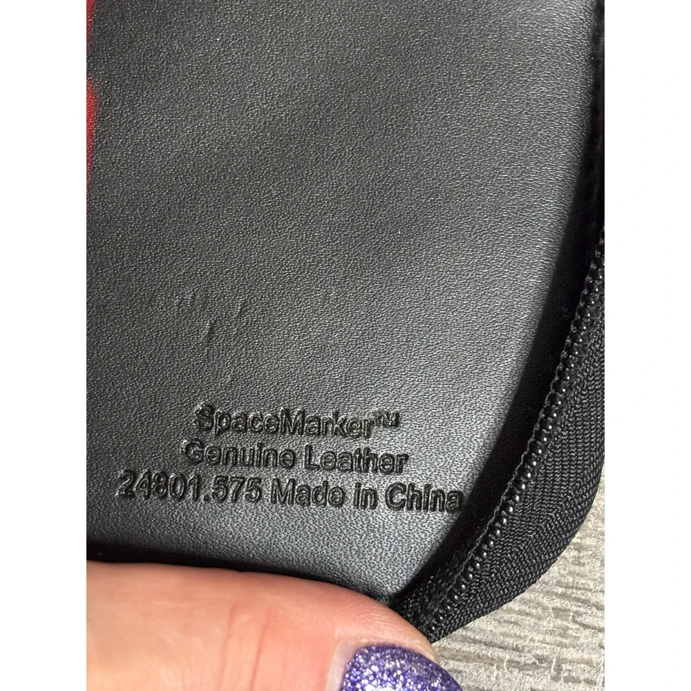 Franklin Covey SpaceMaker Black Genuine Leather Zip Planner Binder 7 Ring 24801